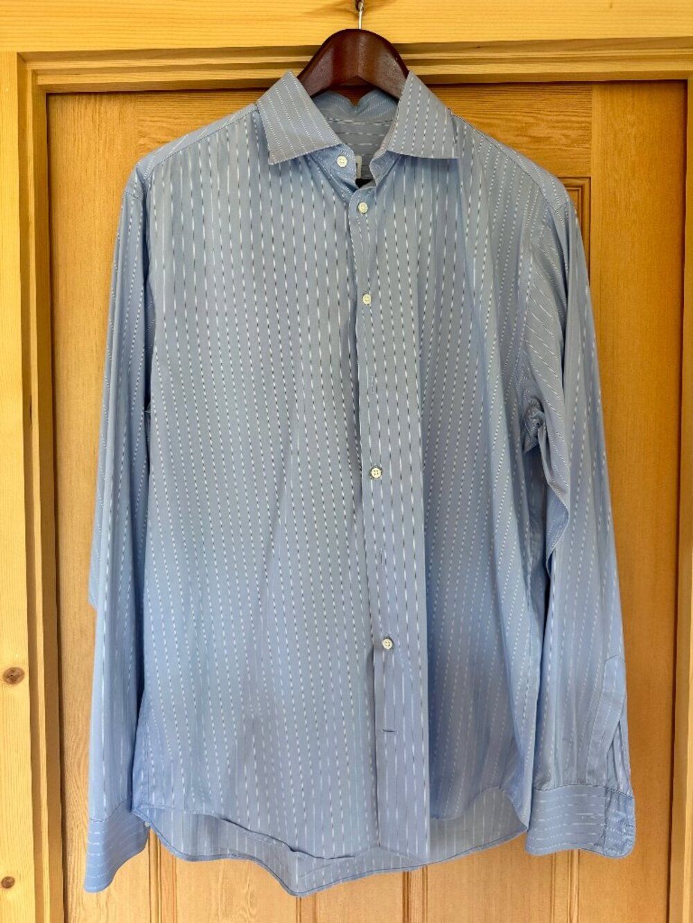Armani Collezioni Blue Striped Dress Shirt (41/16L)